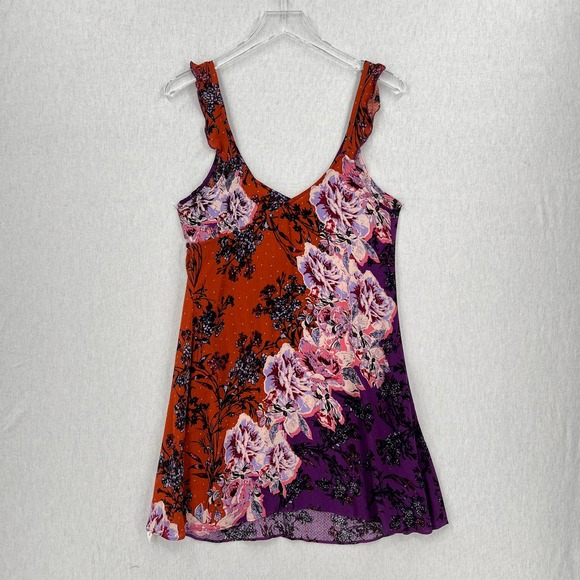 FREE PEOPLE Dress Womens Medium Purple Lauria Slip Mini Floral Print Rust NWT - Picture 5 of 16